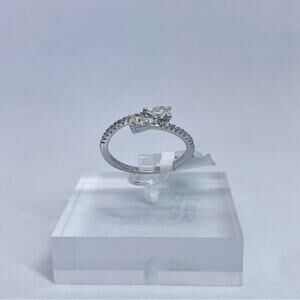 Moissanite Diamond Band Pear Cut Ring 925 18K GRA Size 9